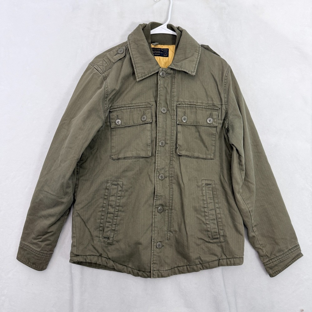 Vintage Abercrombie Fitch Military Jacket Mens S Green Herringbone Quilted Line
